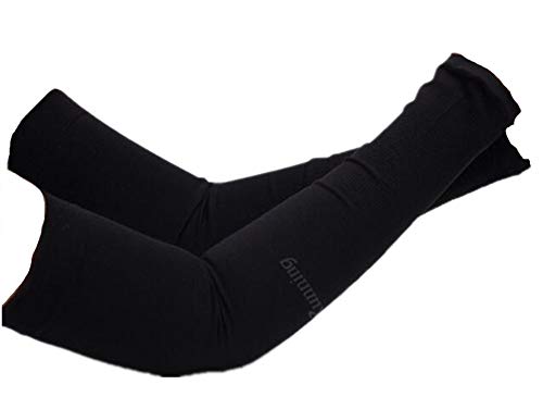 UV Protection Cooling Arm Sleeves Long Sun Sleeves for Men & Women UPF 50 Sun Sleeves for Cycling, Driving, Running, Basketball, Football & Outdoor Activities (Black, Short)