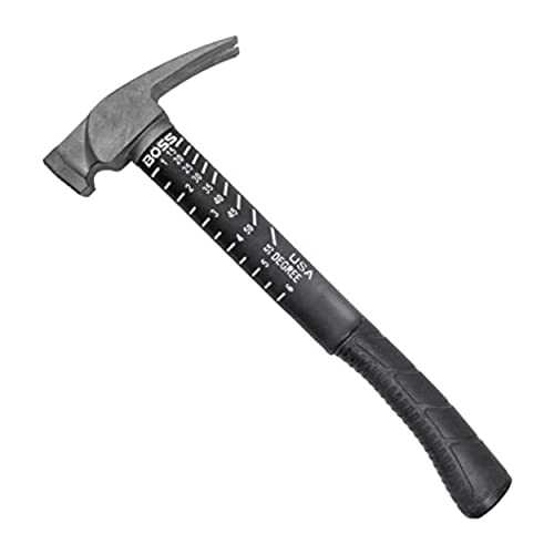 Boss Hammer 14 oz. Construction Grade Ti64 Titanium Hammer with Tough-Fiber Shock-Absorbing Fiberglass Handle - No-Slip Grip, Milled Face - Made in the USA - BH14TIPFM