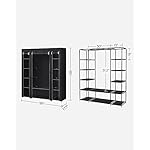 SONGMICS Closet Wardrobe, Portable Closet for Bedroom, Clothes Rail with Non-Woven Fabric Cover, Clothes Storage Organizer, 59 x 17.7 x 69 Inches, 12 Compartments, Black ULSF03H - Image 5