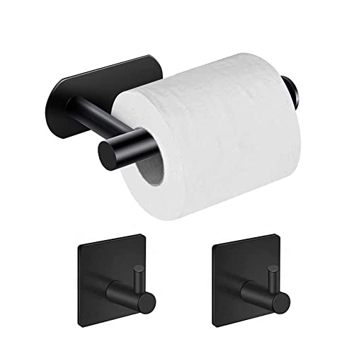 Blancos, Juego de accesorios de baño de 3 piezas, 304 Acero Inoxidable Soporte para Papel de Baño y 2 piezas Ganchos de Baño Conjuntos, Ganchos Autoadhesivos...