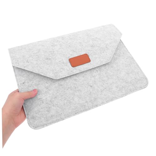 Bolso portátil para laptop STOBOK en fieltro gris claro miniatura 4