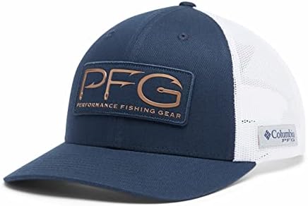 Columbia mens Pfg Mesh Womens baseball caps, Collegiate Navy, Rose Gold Hooks, One Size US