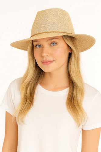 Sombrero Panamá de mujer con ala ancha y lentejuelas miniatura 2