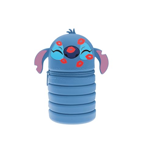 Seven Lilo & Stitch - Trousse Extensible en Silicone 2 en 1 - Stitch - Bleu - Trousse pour l'école - Porte-Stylo de Table, Fermeture à glissière, école et Loisirs - Fille, XX, Moderne