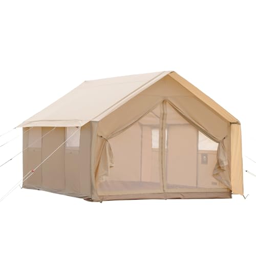 WaldZimmer Cotton Canvas Wall Tent with Rain Canopy Waterproof Outdoor Tent for Hunting Family 4 Season Camping Tents Heavy Duty Steel Frame&PVC Floor
