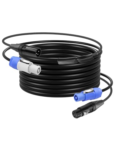CERRXIAN 9.8 FT PowerCon and DMX Extension Cable, 13AWG AC Power DMX 3Pin XLR Signal Combo Cables for Stage Lighting, Concerts, Events