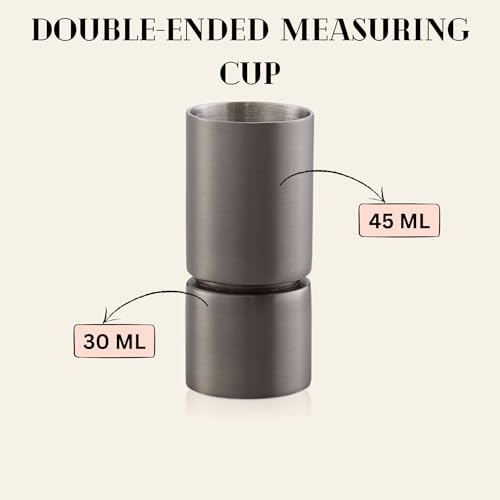 Image of The Empty Space Stainless Steel Peg Measurer 30 & 45ml, Bartender Favourite Double Sided Cocktail Jigger, Drink Measuring Cups, Premium Bar Accessories, 1OZ & 1.5 OZ - Grey-Black Nickel Finish