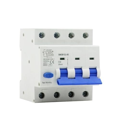 Disjoncteur différentiel 4P Type A RCBO NISZA SMGB12L-63 25A 30mA pour réseau électrique triphasé