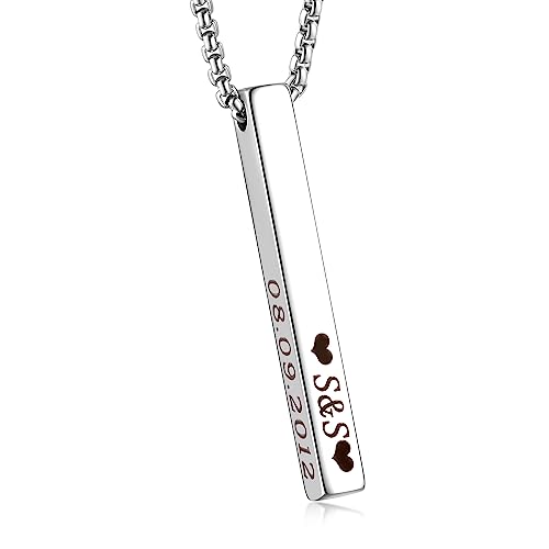 Jaohi Personalisierte Kette mit Namen,Ketten mit 3D Vertikalem Balken Bar,...