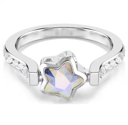 Ring Chroma, verschiedene Größen, Stern, weiß, rhodiniert