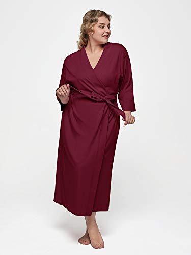 Sioro Robes For Women Plus Size Lightweight Cotton Kimono Bathrobe Maternity Nursing Robe Gowns Knit Soft Sleepwear Long,Burgundy Xx-Large #TOP2