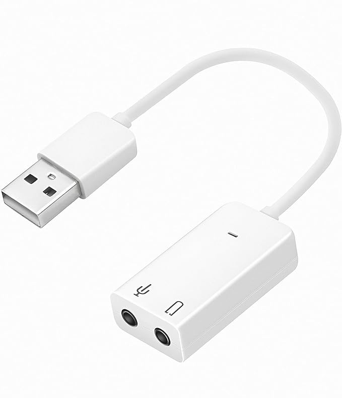 VYAR USB External Stereo Sound Card with 3.5 mm Headphone and Microphone Socket | 7.1 Channel Audio Adapter for PC, Laptop - White (B0D5BKFHJ2) Amazon Price History, Amazon Price Tracker