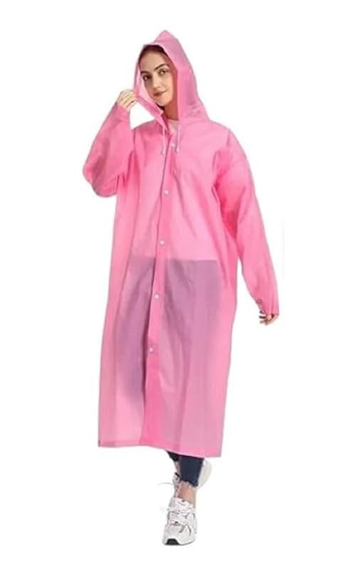 EVA Waterproof Rain Coat Hooded Universal Outdoor Water Resistant Portable Suit for Men Women Boys and Girls (Pink1)-image-37