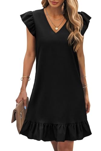 Image of JOCAFIYE Summer Dresses for Women 2026 Cute Cap Sleeve V-Neck Mini Dress