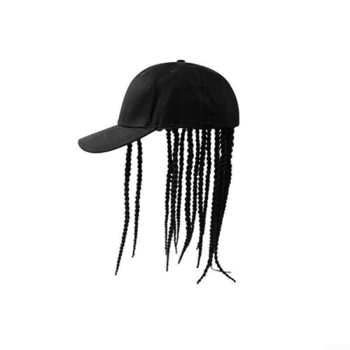 Gorra de béisbol unisex para hombres y mujeres con rastas sintéticas, sombrero de verano estilo hip hop punk para peinar peluca, fibra transpirable de alta temperatura, ajuste ajustable (negro)