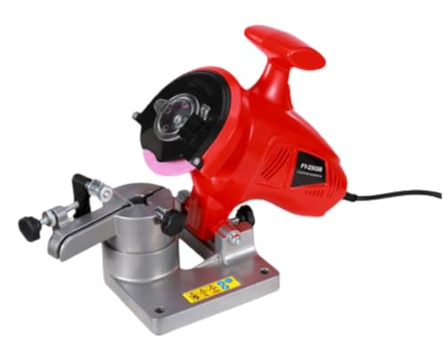 DYElite 電動式チェンソー目立機 研磨 目立て グラインダー 電気研削工具 シャープナー 0-35°角度調整可能 3.2mm 250W 110V 交換ディスク2枚付き (チェーン研削盤)