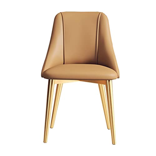 SJIALEN 1 Pcs Dining Chairs, PU Leather Golden Legs Modern Kitchen Chairs Living Room Apartment Balcony Reception Chair Kitchen Chair (Color : Coffee, Size : Golden Legs)