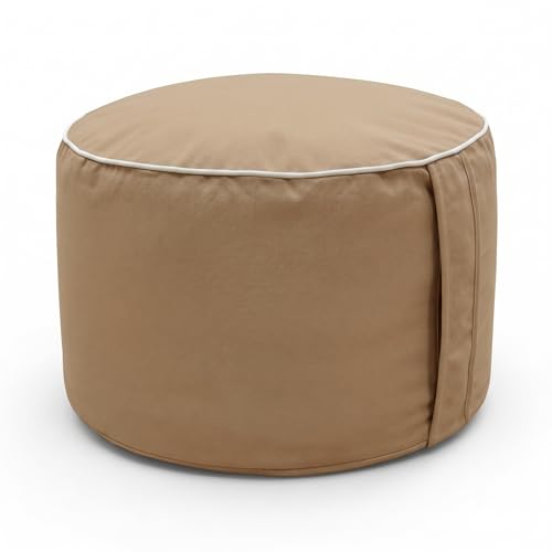 Aiire Puff Exterior Jardín con Relleno Incluido - Puf en Olefina Premium, Desenfundable y Lavable - Bean Bag Chair para Terraza, Piscina y Porche - Puff Reposapiés Exterior Beige
