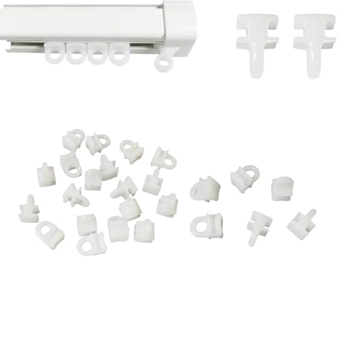 50 Pcs Curtain Track Gliders Hooks 10mm x 6mm Slim Curtain Rail Sliders Smooth Rollers Runners Eyes Hooks for Window Door Curtains