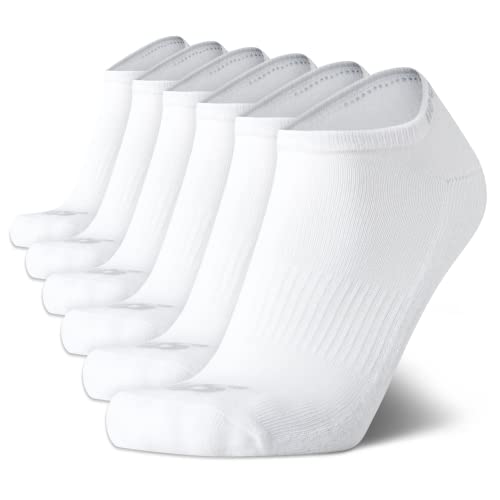 New Balance Men's Low Cut Socks - 6 Pack Moisture Control Comfort Stretch No Show Active Socks (Size 6-12.5), All White
