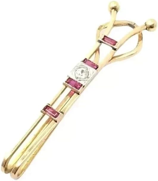 Ashu jewel || Beautiful 925 Silver 1.00Ct Lab-Created Ruby Men Money Tie Pin 14K Yellow Gold Plated 925 Sterling Silver Classic Tie Pin