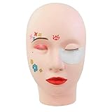 Manoch Silicone Training Mannequin Head Makeup Massage Practice Eyelash for Beginner US Eyelash Extension, Makeup Face Painting Acupuncture Massage Training Practice Head Size: approx 9.84x 5.7x4.5in