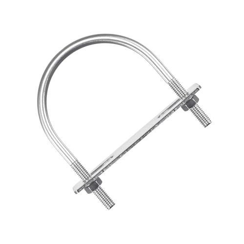 MACHSWON Round U-Bolt,2 Set 304 Stainless Steel M8 U Bolts 89mm(3.5") Inner Width 115mm Length with Nuts and Frame Plate for Automobiles Boat Trailer