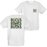 Milwaukee Bucks NBA Officially Licensed Youth T-Shirt Front/Back Press White, Large