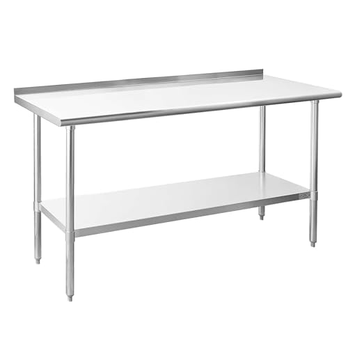 Hally Stainless Steel Table for Prep &amp; Work 24" x 72" with Backsplash NSF