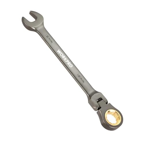 WORKPRO 18 mm Flex-Head Ratcheting Combination Wrench, Cr-V Constructed, Nickel Plating, 72-Teeth, 12 Point Design, Metric 18mm Nickel Plating