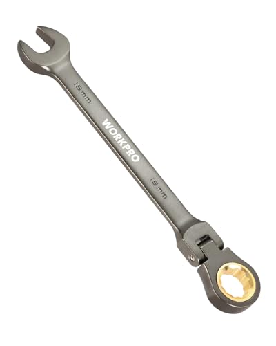 Image of WORKPRO 18 mm Flex-Head Ratcheting Combination Wrench, Nickel Plating | Cr-V Constructed, 72-Teeth, 12 Point Design, Metric, For Home Improvement, Auto Repairs, Plumbing, Constructions, Machinery