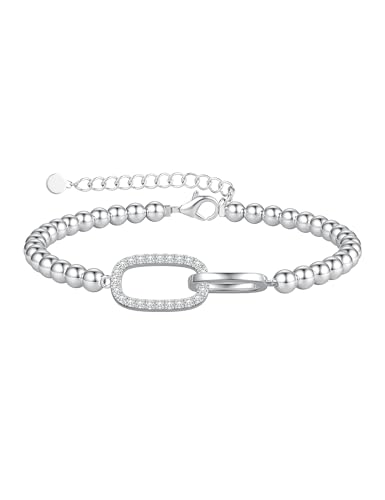 MILACOLATO Pulsera de plata para las mujeres 925 Plata Clip Charm Hipoalergénico Ajustable Pulseras de cuentas de plata Joyería de la Amistad