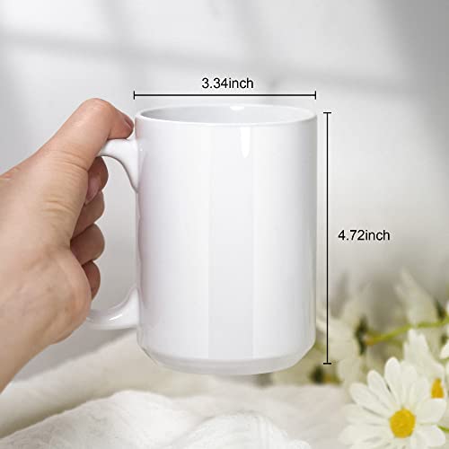 Agh Sublimation Mugs Ceramic White Coffee Mugs Set Of 4-15Oz Blank With Handle For Hot Or Cold Drinks Like Cocoa, Milk, Tea Or Water - Smooth Ceramic With Classic Design #TOP1
