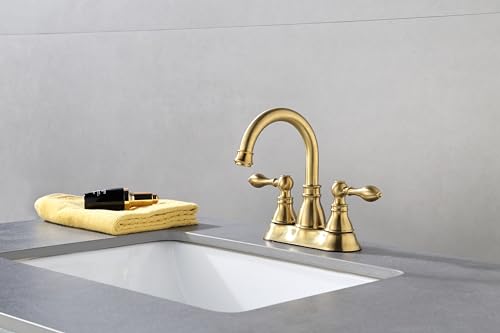 Derengge Brushed Gold Two Handle Bathroom Sink Faucet