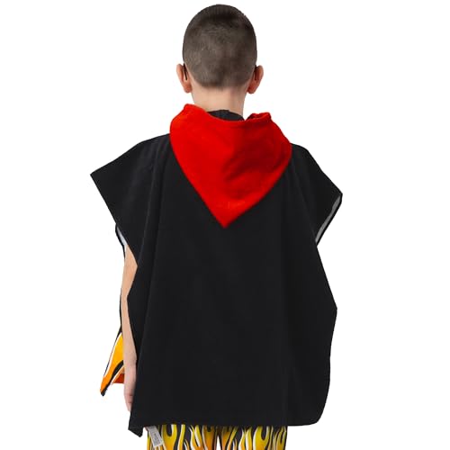 Image of Hot Wheels Towel Poncho, Car Hooded Towel for Kids, Boys Beach Towels and Swimming Towels, One Size, Black