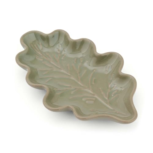 Cooksmart Forest Fable Large Leaf-Shaped Spoon Rest | British Designed Stoneware Kitchen Accessory | Woodland Glazed Embossed Design | Durable & Stylish Cooking Rest | Dishwasher & Microwave Safe