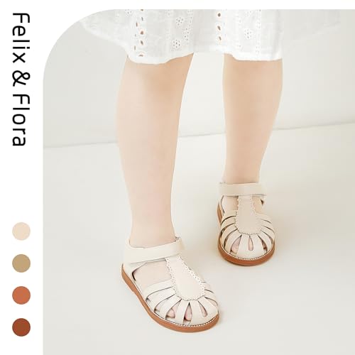 Image of Felix & Flora Toddler Girls Sandals Flower Girl Shoes Soft Rubber Princess Flat Shoes
