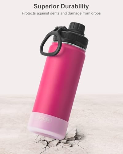 Image of koodee Insulated Water Bottle, 18 oz Stainless Steel Double Wall Vacuum Wide Mouth Sport Bottle with Leakproof Spout Lid (Rose Red)