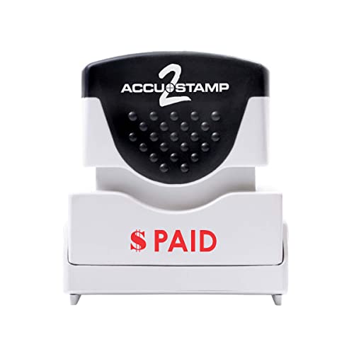 ACCU-STAMP2Â® Paid Stamp, Shutter Pre-Inked One-Color Paid Stamp, 1/2" x 1-5/8" Impression, Red Ink