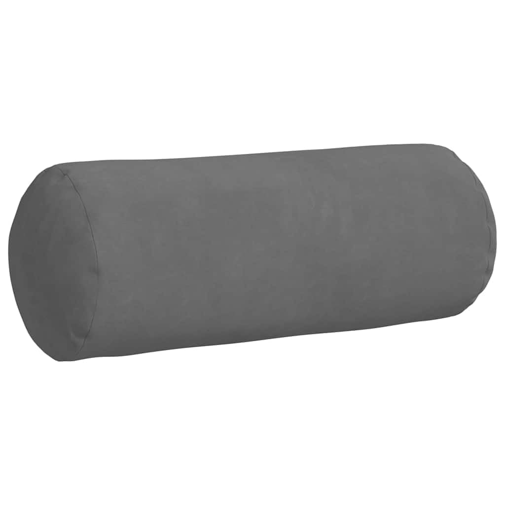 Juego de 2 cojines Bolster gris oscuro 15 x 15 x 40 cm microfibra con cremallera Diseño moderno para sofá, cama, oficina en casa