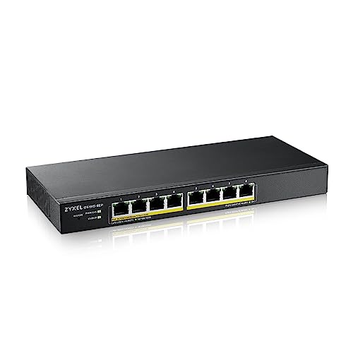 ZYXEL GS1915-8EP, commutateur Intelligent en Mode Hybride GbE PoE à 8 Ports, Autonome ou NebulaFlex Cloud, 60 Watts 802.3at, Ordinateur de Bureau, sans Ventilateur