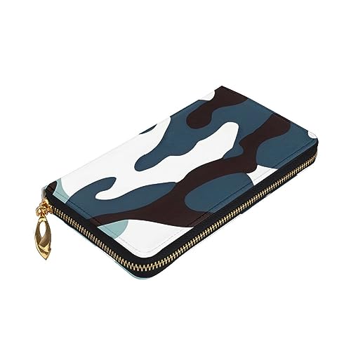 Marine camouflage Women's Wallet Long Zip Around, Premium Vegan Leather Wallet with 12 Card Holders, Large Capacity,Gift Ready Packaging4