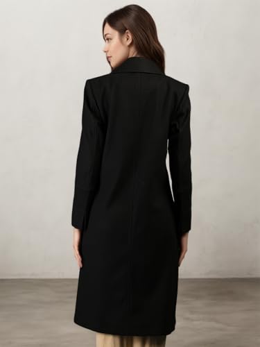 Image of CHKOKKO Women Wool Stylish Winter Coat Single Breasted,Long Length Trench Overcoat With Collar & Convenient Front Side Pockets,Suitable As An Elegant Formal Or Semi Formal Wear