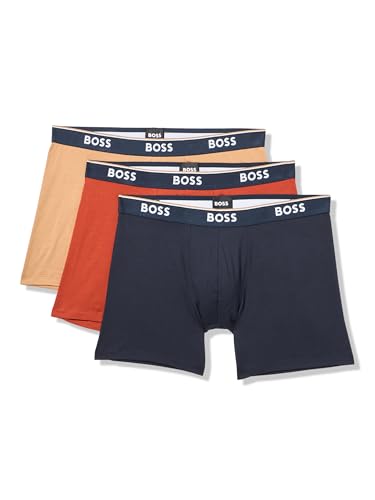 BOSS Men's 3-Pack Multi Color Bold Logo Boxer Briefs