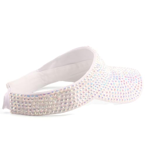 Image of Gudessly Shiny Rhinestones Sport Sun Visor Adjustable Summer Cap Visor Caps for Women Men