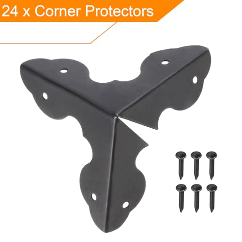 Image of uxcell 33x33x33mm Metal Box Corner Protectors Edge Guard Black 24pcs