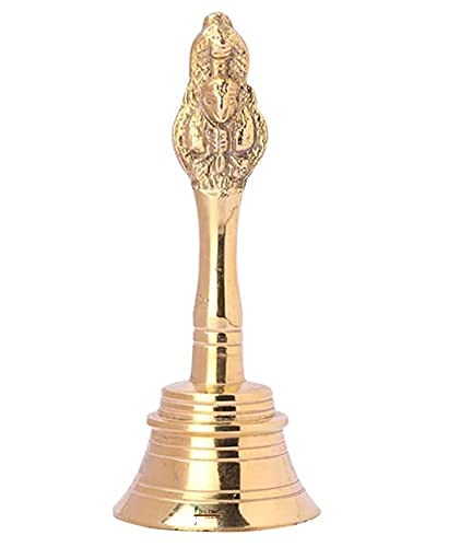 Keshav MUKUT Brass Pooja Bell/Ghanti for Home Temple Pooja Room Garuda Gold @ (3 Inch)