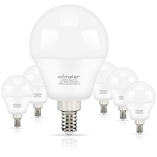 Comzler Ceiling Fan Light Bulbs Candelabra LED Bulbs - 60 watt Equivalent, 4000K