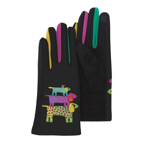 RainCaper Laurel Burch Dog Tribe Women's Texting Gloves Warm Touch Screen Gloves All-season Travel, Museum & Fashion Gloves Fit Most