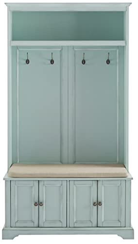Crosley-Furniture-Holbrook-Hall-Tree-with-Shoe-Rack-Bench-and-Coat-Hooks-for-Hanging-Storage-Distressed-Seafoam-Blue
